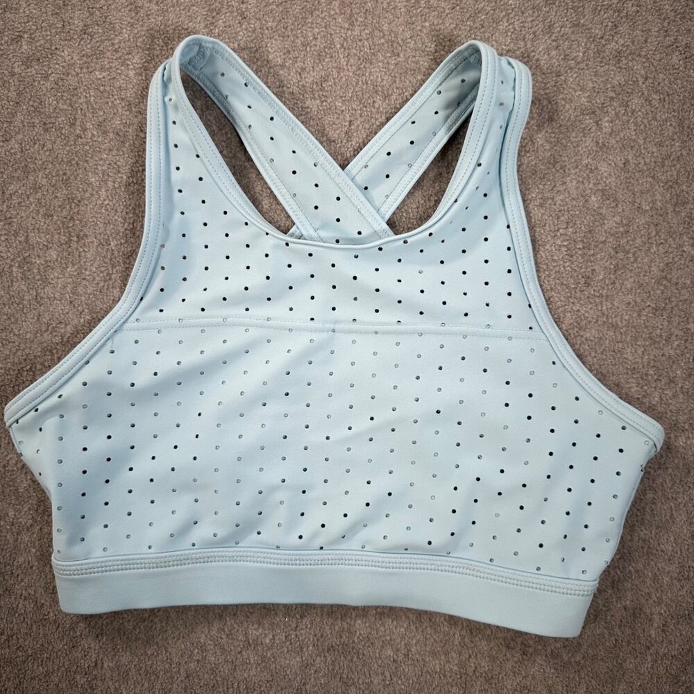 Buff Bunny Collection Cutout Crossover Back Sports Bra Women's X-Small Blue Gym